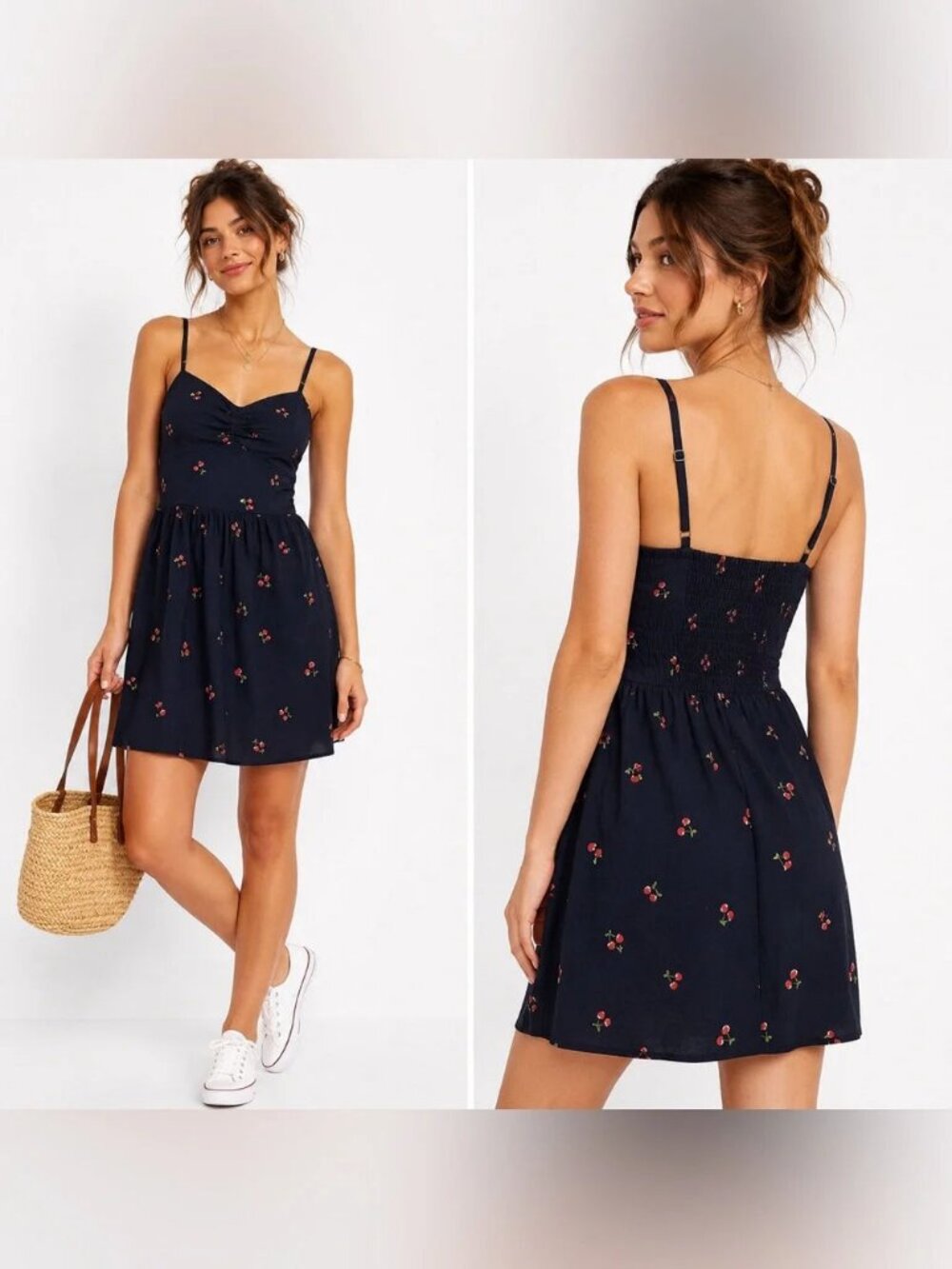 Old Navy Cherry Print Navy Mini Dress